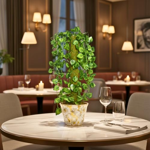 Image of fancymart Artificial Green Leaf Hanging Creeper on Moss Stick (Without Pot) - 60 cm Tall Hanging Creeper Plant for Indoor Home, Office, Restaurant & Cafe Decoration