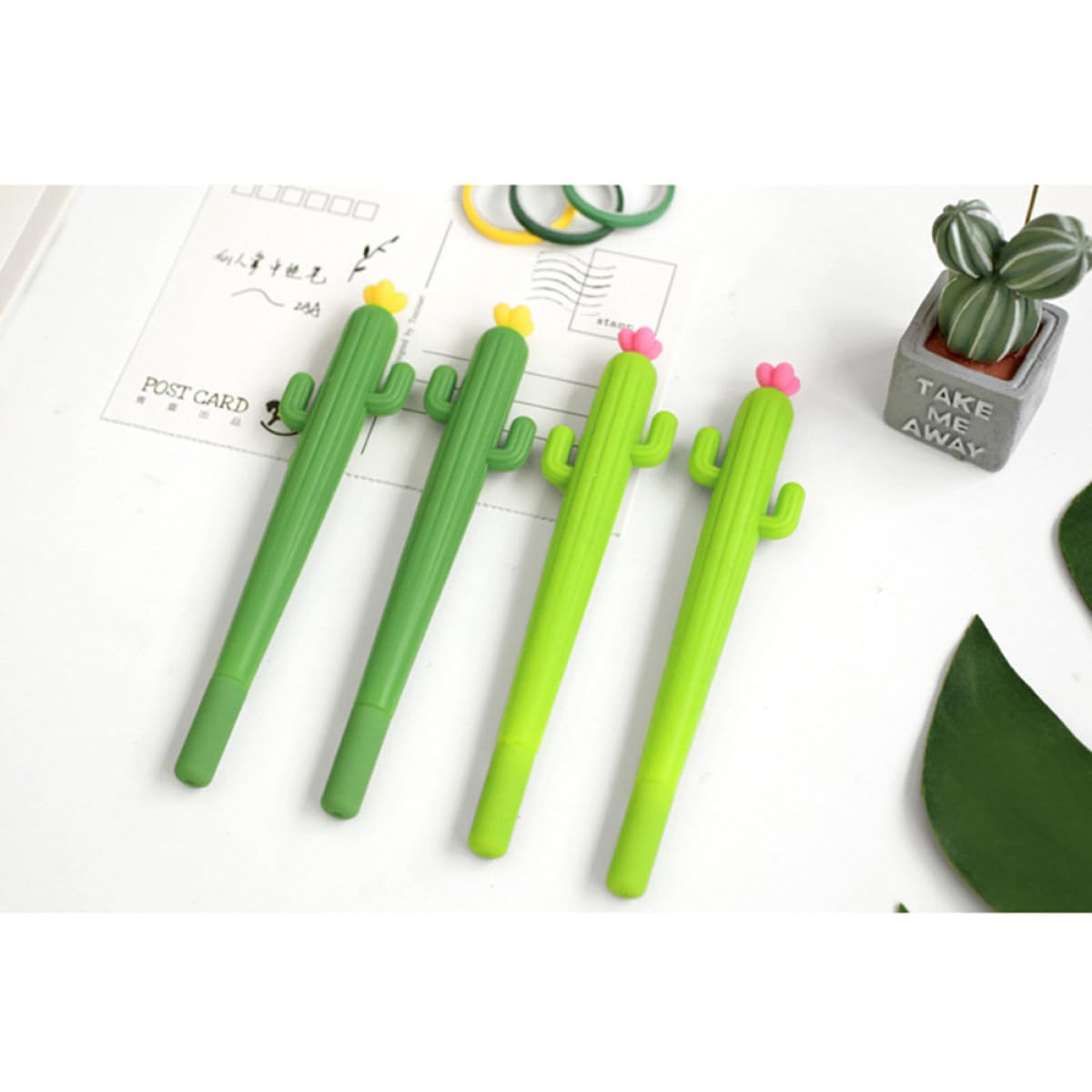 CALLARON 24 Pezzi Penna Gel Nera 0,5mm Punta Fine Forma di Cactus in Plastica Portatile Penna Cancelleria Creativa Regalo per Ragazzo Ragazza