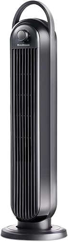 OmniBreeze Ventilador de torre eléctrico manual, de 28 pulgadas, 3 velocidades con oscilación, control mecánico, ventiladores de piso sin aspas de