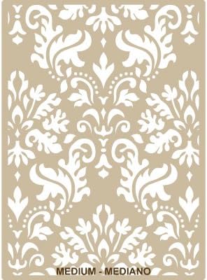 Wall Stencil Damask 008 Tartus. Medium: Stencil 50 x 70 cm (19,7 x 27,6 inch), Design 48 x 68 cm (18,9 x 26,8 inch) - Image 4