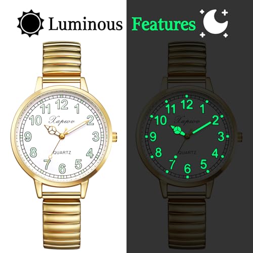 Oidea Women's Stretch Band Watches: Large Face Clear Arabic Numerals Elastic Strap Analog Quartz Wrist Watch Easy Read Luminous Watch Casual Business Dress Ladies Watches Gifts - Image 5