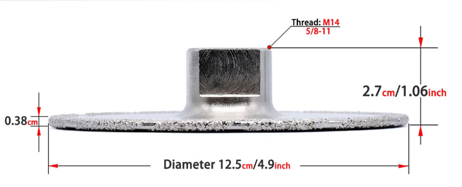 1 Piece 5 Inch Diamond Vacuum Brazed Grinding Wheel Double Side Cutting Disc M14 5/8