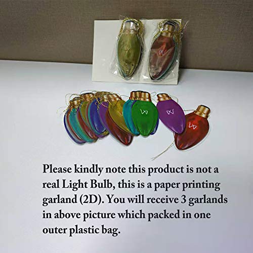 Cheerland Flat 2D Classic Colorful Light Bulb Garland Christmas Party Decoration Hanging Bulb Banner Full Color Streamer Backdrop For Birthday New Year Halloween Dancing Decor (Multi Color) #TOP3