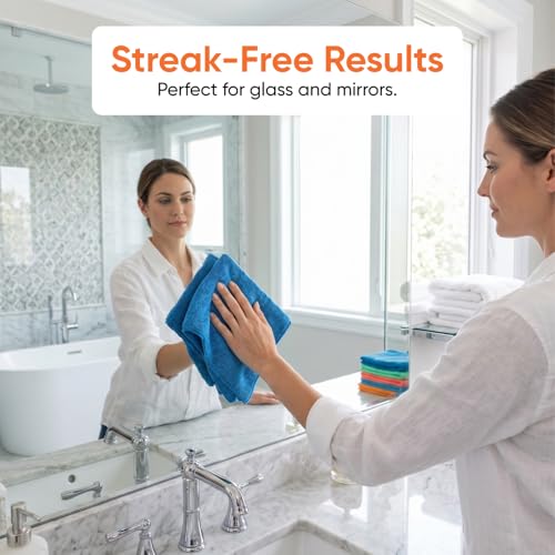 Image of Superio Microfiber Squeegee Mopping Towel Extra Large Miracle Cloth Streak Free Floor Cloth 20x30 House, Kitchen, Bathroom, Car Multi Colored, 10 Pack