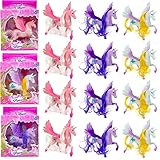 12 Pack - Plastic Large Unicorn Figures Figurine Toys for Girls Party Favors Supplies with Brushable Mane, Tail, and Comb (5 Inch)