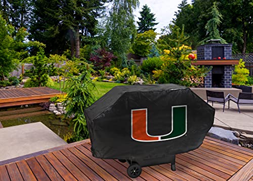 Ncaa Rico Industries Miami Hurricanes Black Deluxe Grill Cover Deluxe Vinyl Grill Cover - 68" Wide/Heavy Duty/Velcro Staps #TOP1