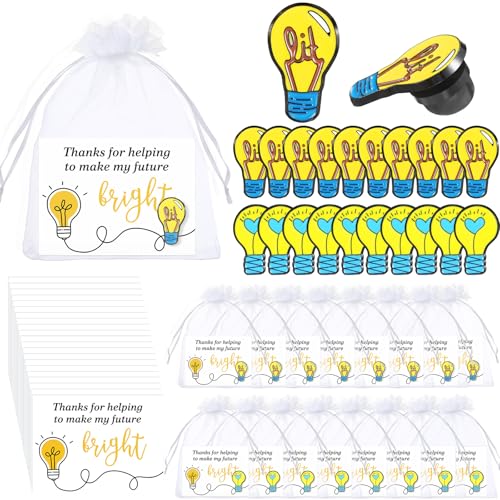 Image of Hoteam Teacher Appreciation Gift Light Bulb Pins Bulk Employee Brooches Bright Future Coworker Thank You Cards