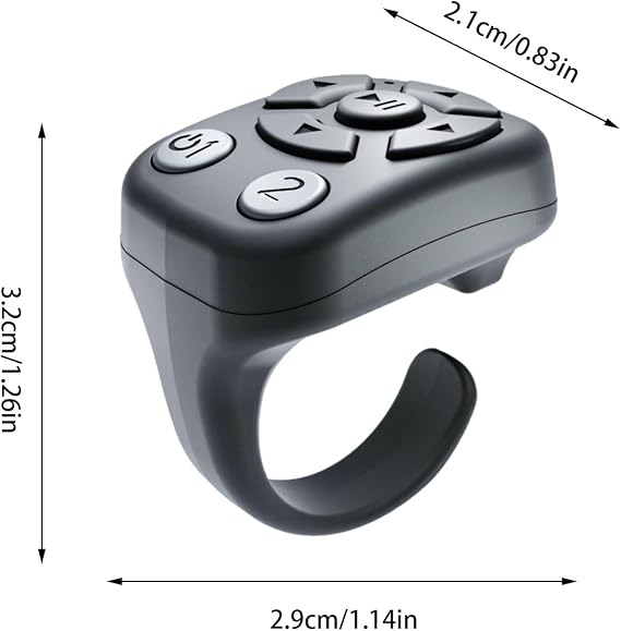 Remote Control Page Turner Ring - Presentation Clicker, Camera Shutter Remote Button, Wireless Media Controller | Hands Free Scrolling Tool For Reading Recording Photos Videos Presentations