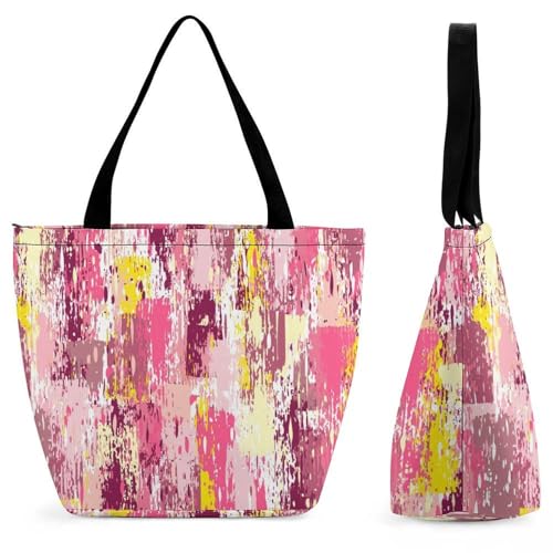 Sac de shopping rose grand format avec anses pour femme active en voyage