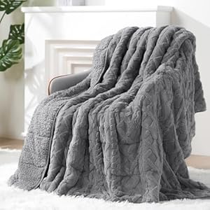 Super Soft Fuzzy Sherpa Fleece Weighted Blanket, 15 lbs Dual Sided Fluffy Heavy Weighted Blankets for Adults – No Bunching with Double Layers of Soft Inner Lining (60″x 80″, 15 Pounds)