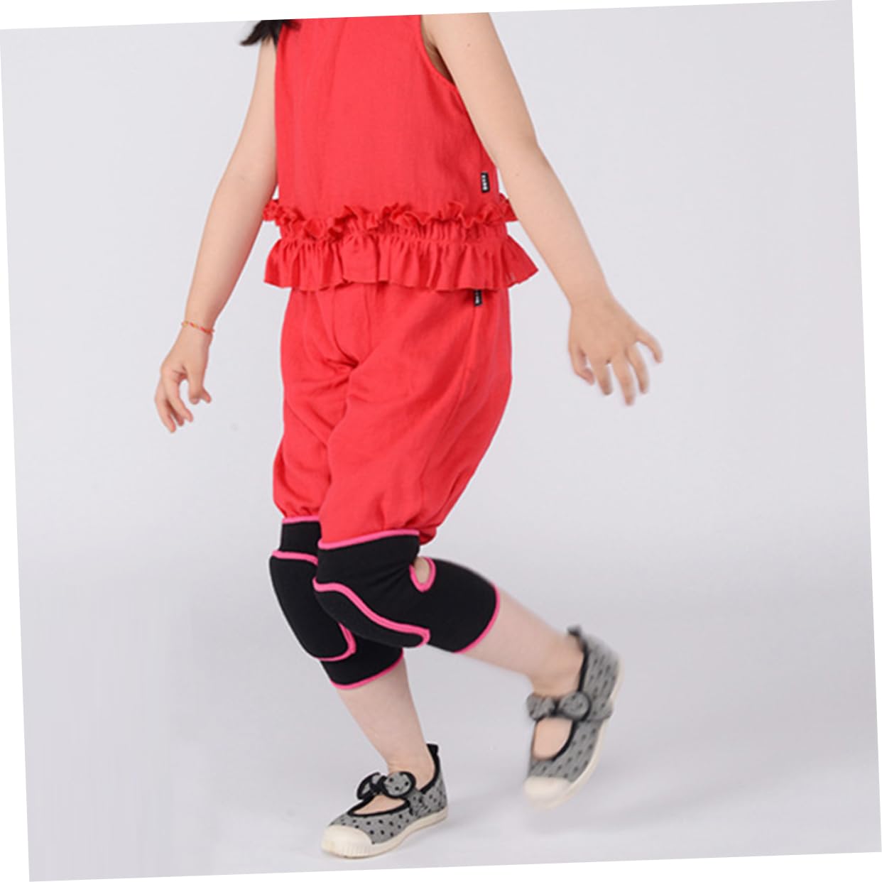 FRCOLOR Boy Girl's Cotton Knee Protector Brace for Dance Running Sports Black Rosy Soft Sponge Support Sleeve for Boys and Girls Boys Girls Comfortable Knee Pads