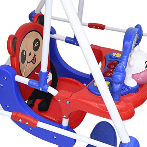 Image of Baby Swing, Foldable Swing 2-7 Year Indoor Outdoor Children's Toddler Roof Canopy Tent Beautiful Baby Hanging Dining Chair Baby Jhula Hanging for Living Room Multi Functional Musical Toy