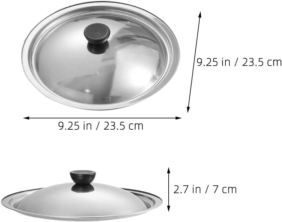 Zerodeko 2-Pack 9.25 Inch Stainless Steel Pan Lid Replacement for Frying Pans Skillets and Stock Pots Universal Heat-Resistant Pot Covers for Kitchen Cooking