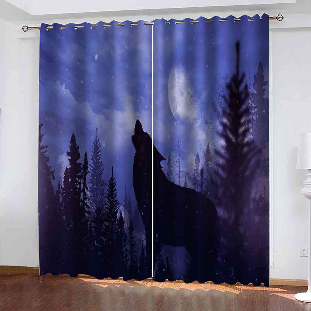 Rideaux occultants thermiques loup 3D isolant du froid et du bruit pour chambre
