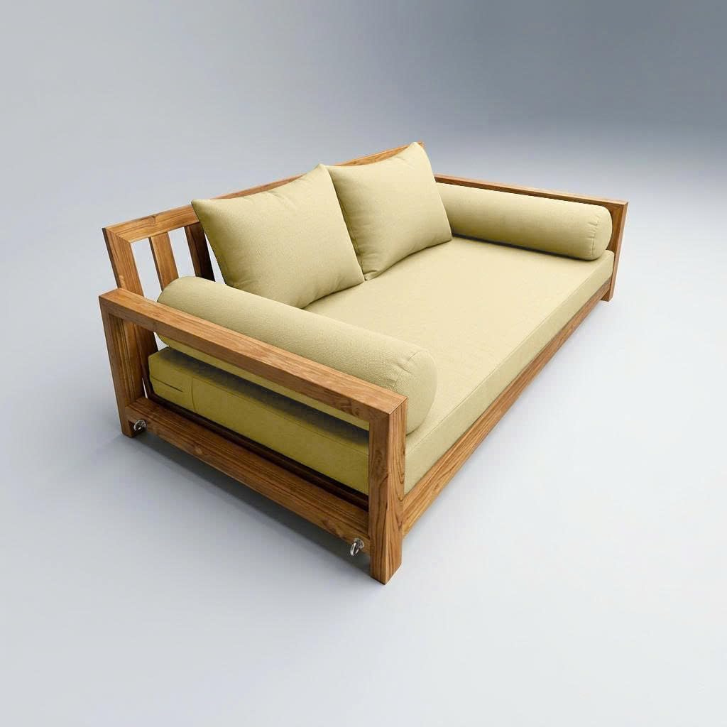 Prolinemax Style 4 - Mattress & Pillow Bolster Cushion for Outdoor Indoor Daybed Porch Swing Bed Knife Edge Crib Size AD103 | Covers ONLY |