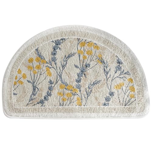 Alfombra de baño de medio círculo floral de 40x60 cm absorbente