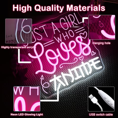 Image of Just a Girl Who Likes To Watch Anime Neon signs Anime Girl Neon Sign LED Light with Dimmer for Bedroom Office Hotel Pub Cafe Bar Home Art Recreation Room Man Cave Wall Decor Pink