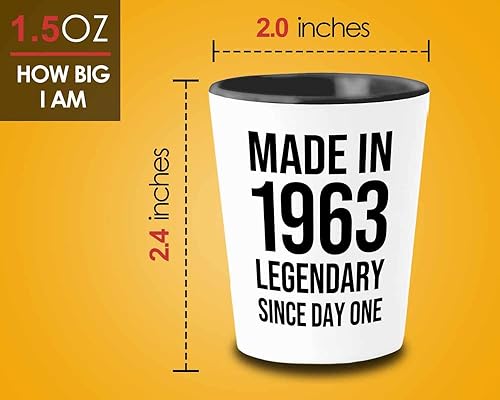 Miniatura 4 de Vaso de chupito de 60 cumpleaños de 1.5 onzas, fabricado en 1963, regalos de 60 años, suministros para fiestas de abuelos