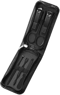 Nail Clippers Kit Portable Luxury Manicure Sets, Pedicure Kits, Glossy Black, Nail Clippers, Personal Care Tools, Eyebrow Scissors, 6 Pcs Manicure Set