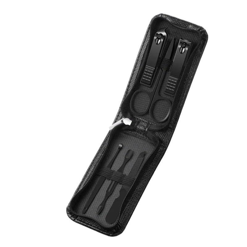 Nagelknipser, Pediküre-Sets, Schwarz glänzend, Nagelknipser, Körperpflege-Tools, Augenbrauenschere, 6-teilig, Körperpflege-Set(Black)