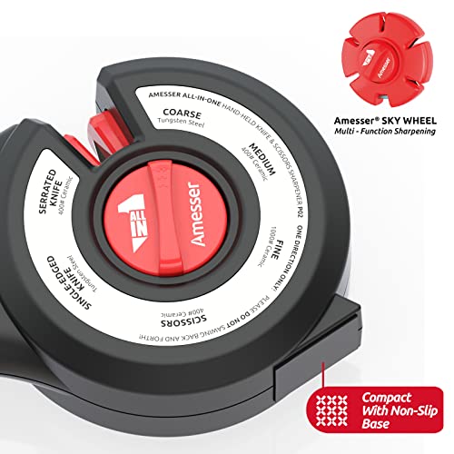 Amesser Kitchen Knife Sharpeners Scissors - 6 Stage All In 1 Multifunctional Professional Manual Sharpener With Diamond, Ceramic, Tungsten Steel For Sharpening Serrated, Pocket, Tactical, Chef Knives #TOP2