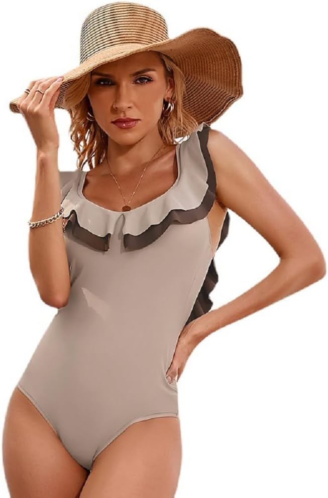 XinweWomen's One Piece Swimsuit Swimwear U Neck and V (S)