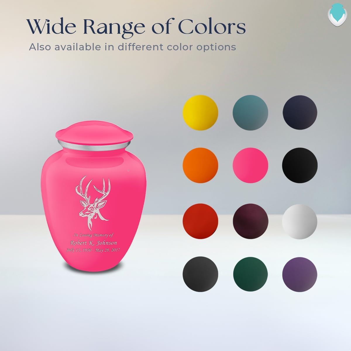 Geturns - Small Personalized Deer Cremation Urns for Human Ashes I Bright Pink Funeral Urn for Men and Women I Holds up to 44 Cubic Inches