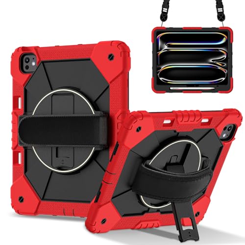 Housse iPad Pro 13 antichoc rouge avec sangle pour travailler en voyage