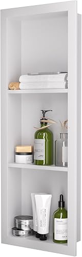 Miniatura 12 de Nicho de ducha de acero inoxidable de 12 x 24 pulgadas, estantes individuales impermeables, organizador de baño sin azulejos, estante de pared