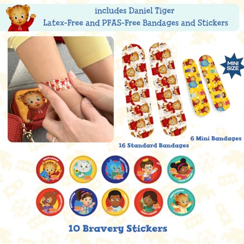 Image of KeepGoing Daniel Tiger's Small Travel First Aid Kit Kids - 60 Pc. Mini First Aid Kit for Purse, Diaper Bag, & Backpack with Latex-Free Bandages - 4 Oz., & 4.5 x 3.5 x 2 in, TSA-Approved