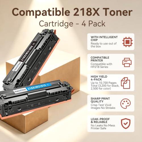Image of 218X Toner Cartridges 4 Pack Compatible Replacement for HP 218X 218A Toner Color LaserJet Pro 3201dw MFP 3301fdw 3301sdw 3301cdw Printer (Black /Cyan /Yellow /Magenta)