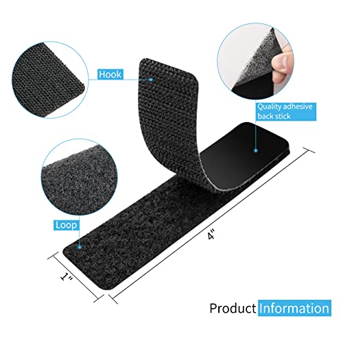 Art3D 16 Sets Hook And Loop Tape Sticky Back,1 In.x 4 In. Double-Sided Command Adhesive Strip Heavy Duty #TOP2