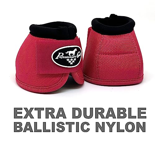 Image of Professional's Choice Ballistic Overreach Bell Boots for Horses | Superb Protection, Durability & Comfort | Quick Wrap Hook & Loop | Sold in Pairs | Medium Raspberry