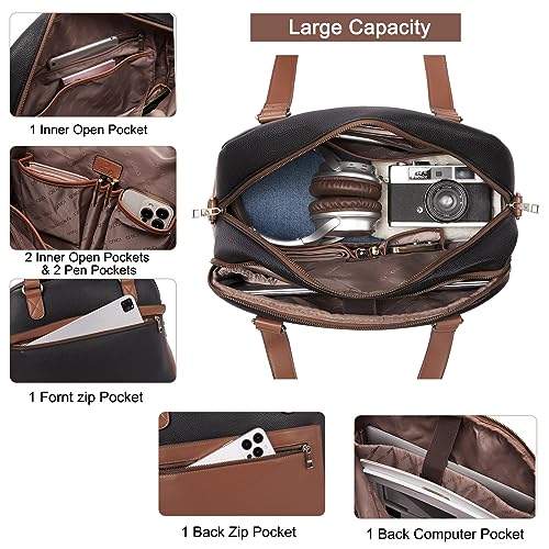 Image of CLUCI Weekender Bag for Women Travel Leather Duffel Bag Carry on Overnight Bag