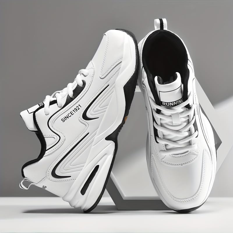 Men's Fashion Cushioned Running Shoes, Solid Color, Simple Basketball Sneakers4