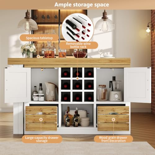 Mesa de bar isla cocina extensible con botellero para ganar espacio 7