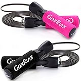 2 Pack Jump Rope Steel Wire Adjustable Jump Ropes with Anti-Slip Handles for Workout Fitness Exercise,Skipping Rope Speed Rope Crossfit for Kids, Women, Men All Heights and Skill Levels (Black Pink)