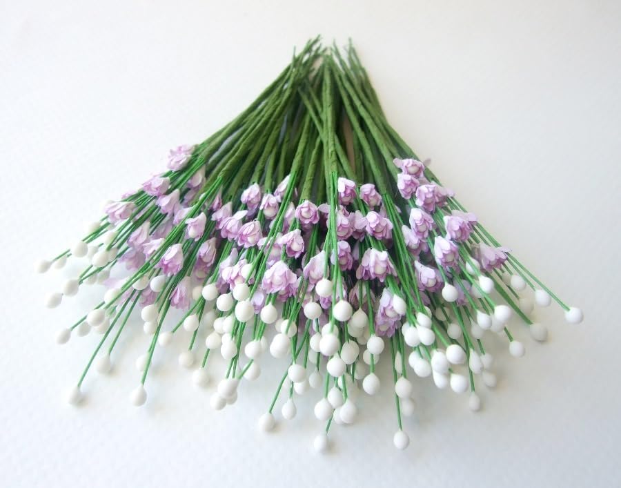 25 Tiny Purple Daisy Bouquet Paper Flower Mulberry for Artificial Craft Scrapbook Embellishment Accessory DIY, Puple Color, Size 1.5 cm. image 5