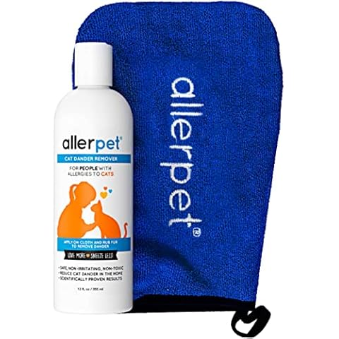 Allerpet Cat Dander Remover w/Free Applicator Mitt - Effective Cat Dander Remover - Anti Allergen Solution Made in USA - (12oz) Cover