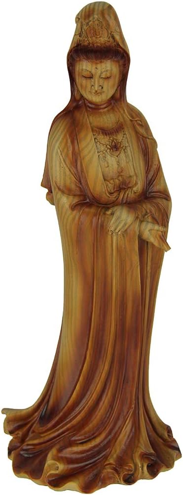 Everspring Guanyin Goddess of Mercy Faux Carved Wood Look Statue
