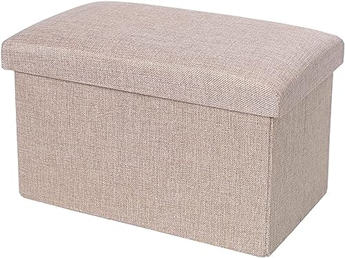 Banc Ottoman de Rangement Beige au Salon : Repose-Pieds Pliable et Gain de Place - 2