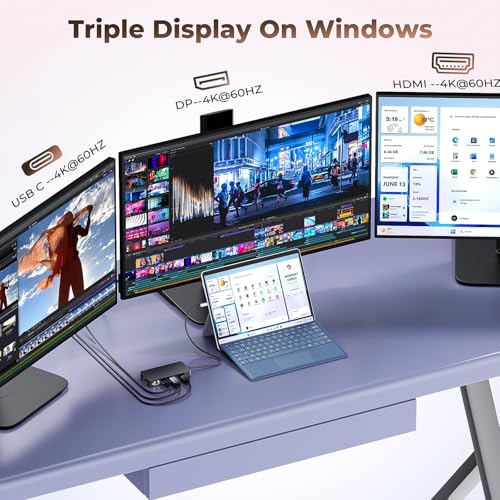 Dock Station Surface Thunderbolt 4 Hub 12 en 1 Triple Pantalla HDMI 4K DisplayPort USB-C 3