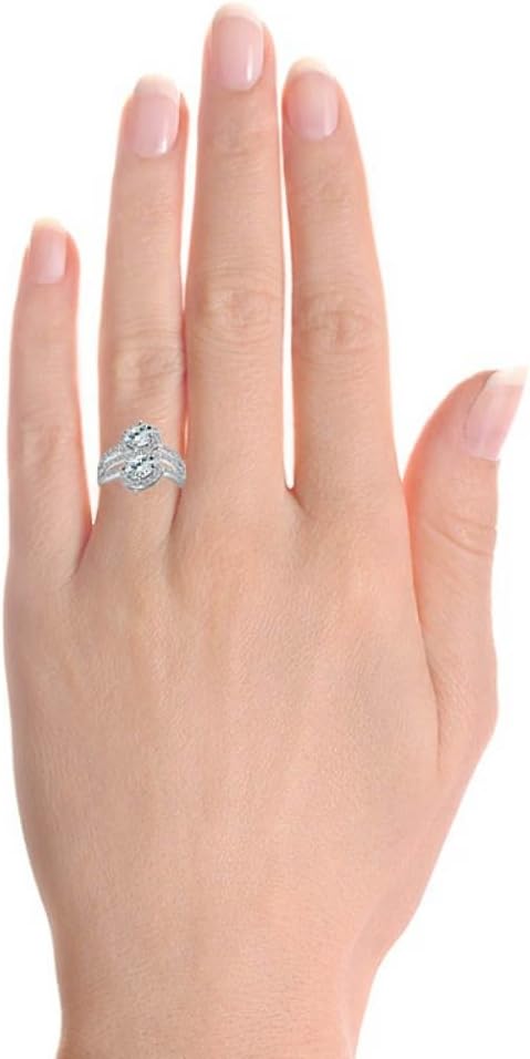 Ice Gems Sterling Silver Aquamarine and White Topaz Oval Halo Friendship Ring - Image 3