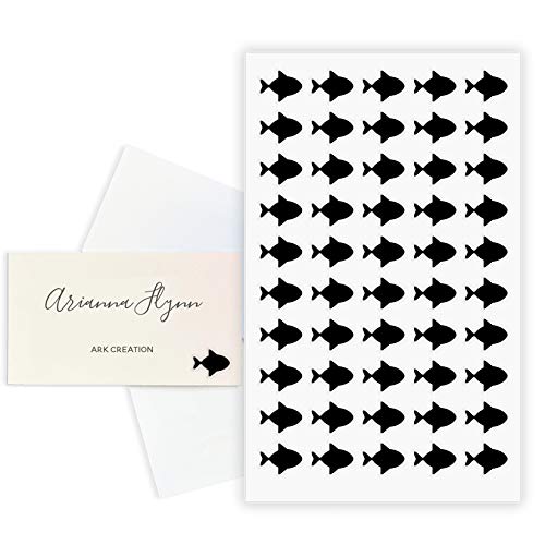 ARK Creation 50 Wedding Meal Stickers for Place Cards - Place Card Menu Choices - Wedding Meal Choice Sticker (Black, Fish-2)