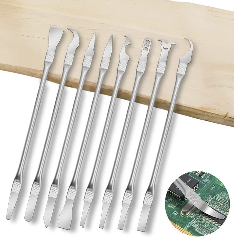 Miniatura 6 de Juego de spudger de metal, herramienta de reparación de palanca de apertura de teléfono, 8 piezas, acero inoxidable delgado para dispositivos