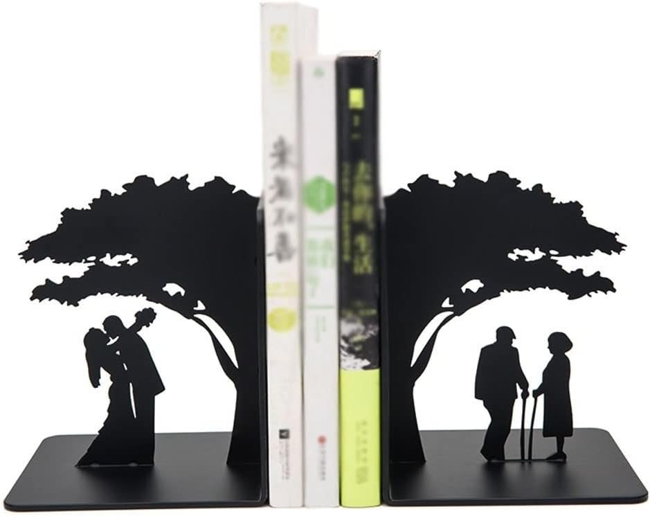 Bookends Book Ends for Shelves Hollow-Out Metal Art Bookends Decorative Book Ends Heavy Duty Home Office Book Stoppers Book Holders Desktop Decoration Organizer Decorative Bookends (Color : F)