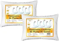 Kit 2 Travesseiro Conforto de Pluma de Ganso 50x70cm - Branco