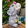 Nacome Solar Elephant Outdoor Statues for Garden Outside Decor with Blow Bubbles Ball Lights Clearance for Yard Art Lawn Ornaments Porch Patio Balcony Home Birthday Gifts for Grandma Mom Women