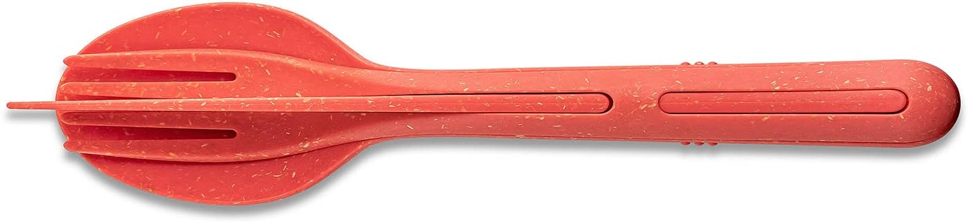 KOZIOL KLIKK 3bio RD Cutlery Set, Outdoor, Camping, Red