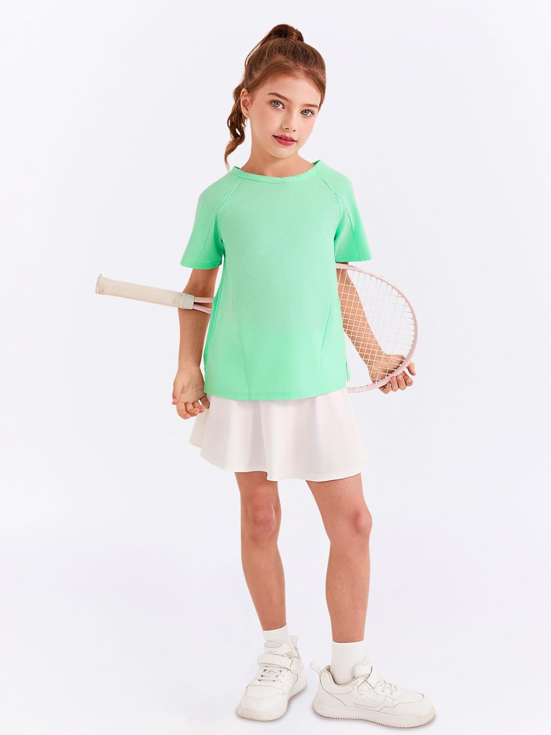 Haloumoning Girls Colorblock Short Sleeve Athletic Shirts Kids Quick Dry T-Shirts Crew Neck Activewear Tops 5-14 Yearsc - Image 5